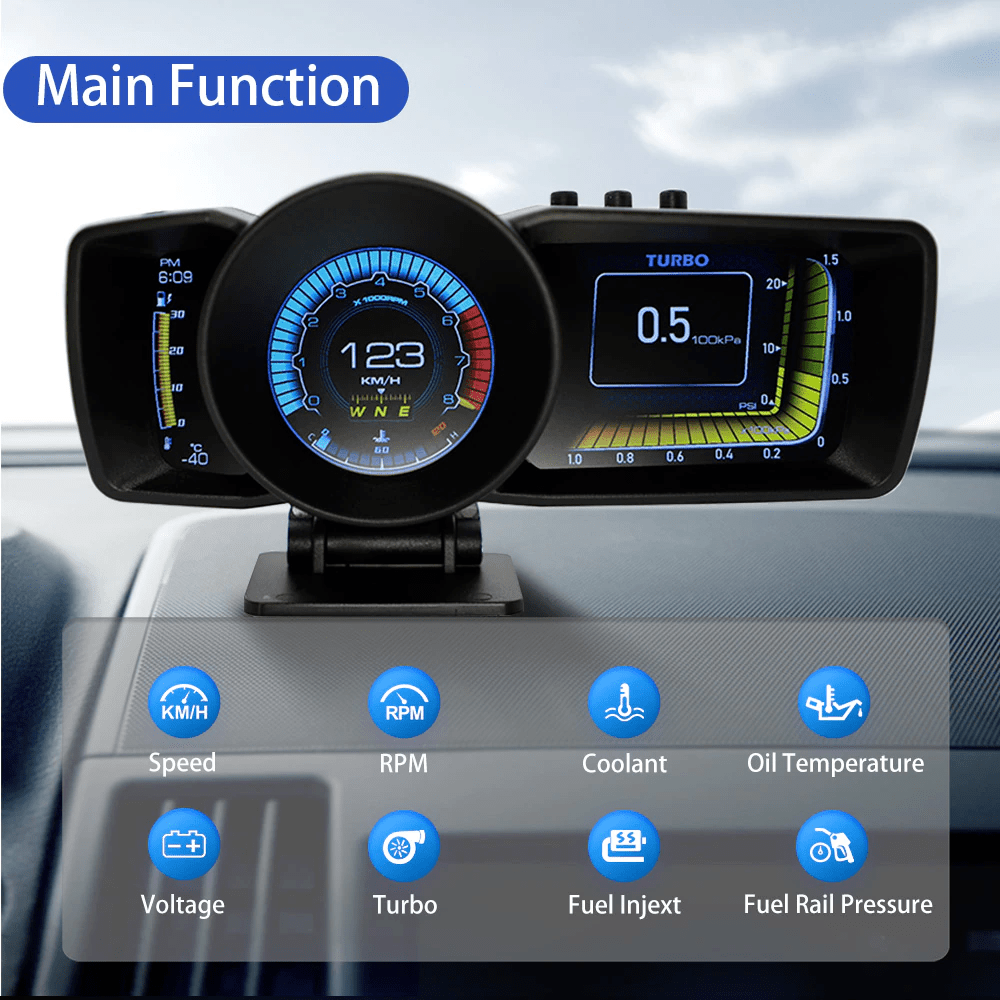 New A600 3.5 Inch Double Screen Smart Car OBD2 HUD GPS Head-Up