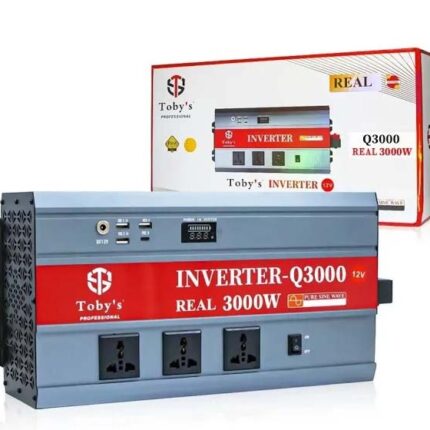 Toby's Q3000W Power Inverter,12V DC to AC 220V Output with 3 AC Outlets and 4 USB Port,LCD Display Car Inverter for Power Converter Outdoor Activities,Emergency